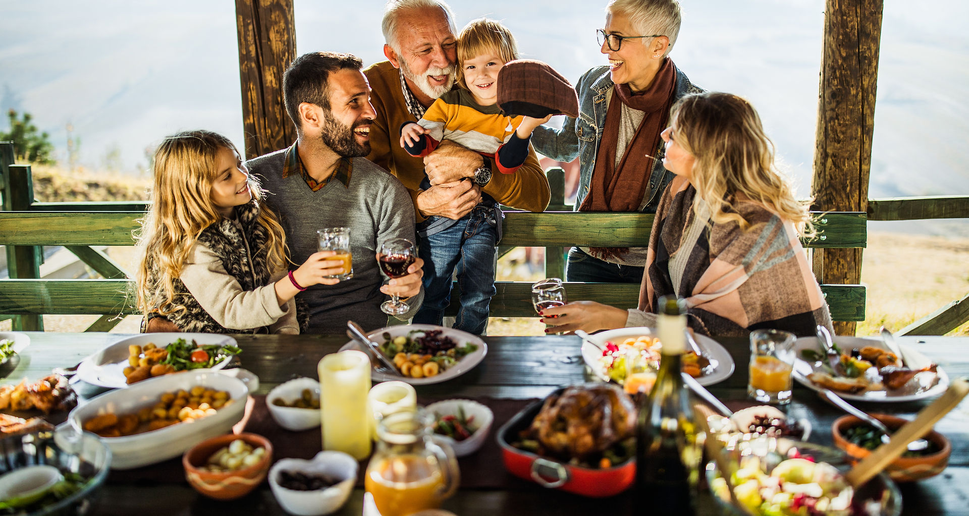 Retired Couple enjoying time with family in retirement